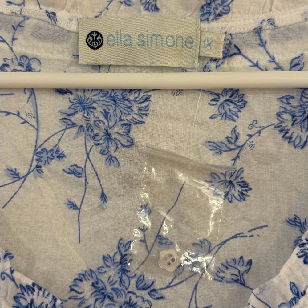 Ella Simone Pajama Set Blue Danube Toile 100% Cotton Capri Pants Tank Romantic - Picture 6 of 16